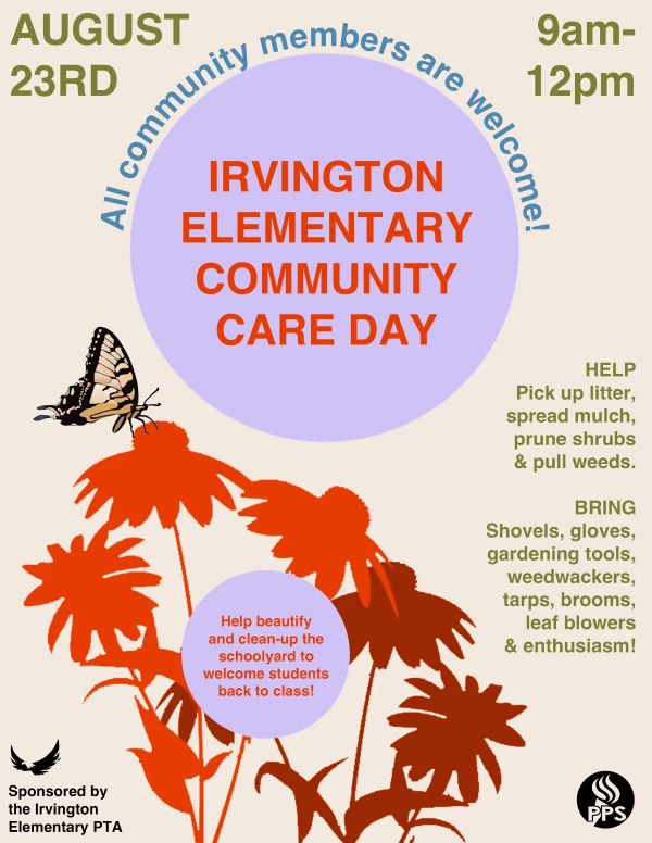 Irvington Community Care Day Aug 23rd 9-12pm